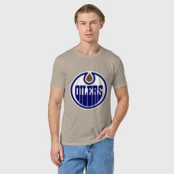 Футболка хлопковая мужская Edmonton Oilers, цвет: миндальный — фото 2