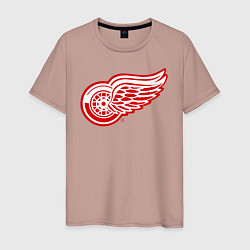 Футболка хлопковая мужская Detroit Red Wings, цвет: пыльно-розовый