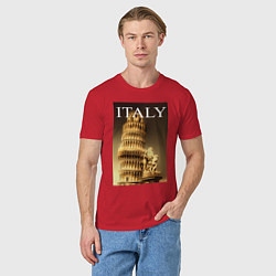 Футболка хлопковая мужская Leaning tower of Pisa, цвет: красный — фото 2