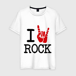 Футболка хлопковая мужская I love rock, цвет: белый