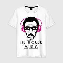 Футболка хлопковая мужская It's House music, цвет: белый