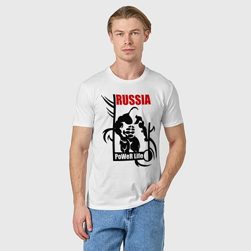 Мужская футболка Russia: Power life / Белый – фото 3