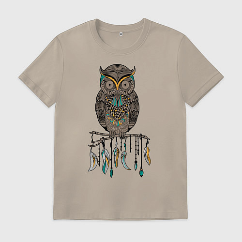 Мужская футболка Сова-шаман / Миндальный – фото 1