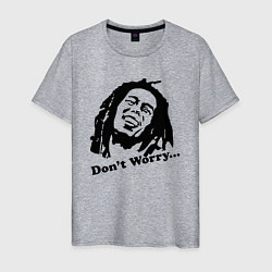 Футболка хлопковая мужская Bob Marley: Don't worry, цвет: меланж