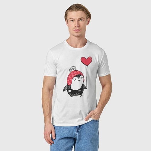 Мужская футболка Пингвин-девочка с шариком / Белый – фото 3