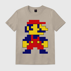 Футболка хлопковая мужская Pixel Mario, цвет: миндальный