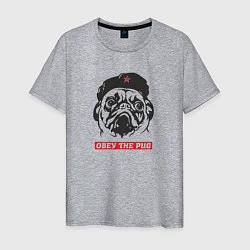 Футболка хлопковая мужская Obey the pug, цвет: меланж