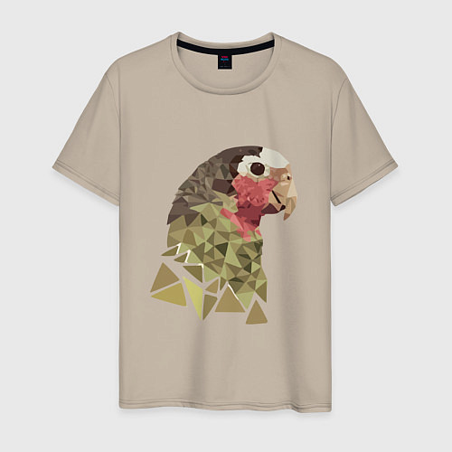 Мужская футболка Полигональный попугай / Миндальный – фото 1