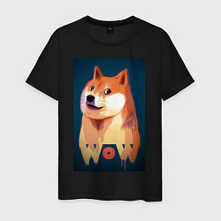 Футболка хлопковая мужская Wow Doge, цвет: черный