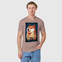 Футболка хлопковая мужская Wow Doge, цвет: пыльно-розовый — фото 2