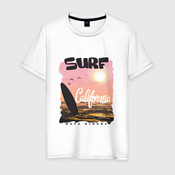 Футболка хлопковая мужская Surf California, цвет: белый