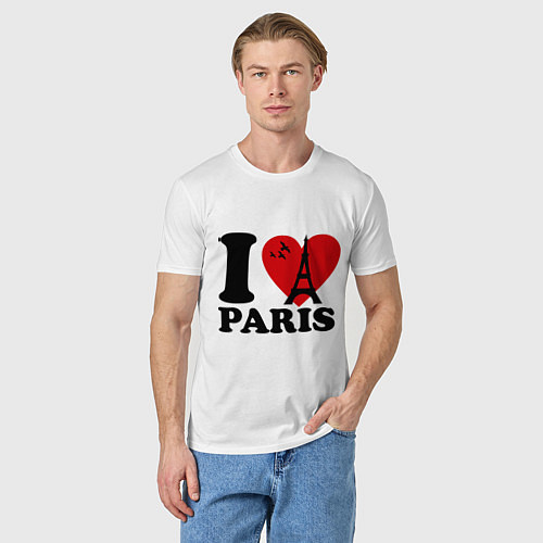 Мужская футболка Я люблю Париж / Белый – фото 3