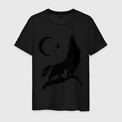Футболка хлопковая мужская Кавказский волк, цвет: черный