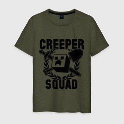 Футболка хлопковая мужская Creeper Squad, цвет: меланж-хаки