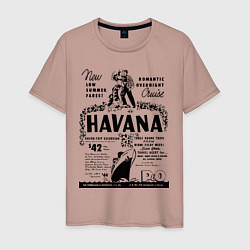 Футболка хлопковая мужская Havana Cuba, цвет: пыльно-розовый
