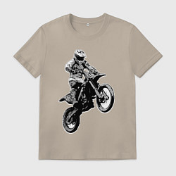 Футболка хлопковая мужская Мотокросс, цвет: миндальный