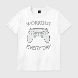 Футболка хлопковая мужская WorkOut Every Day, цвет: белый