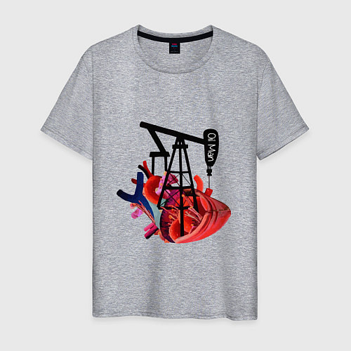 Мужская футболка Сердце нефтяника / Меланж – фото 1