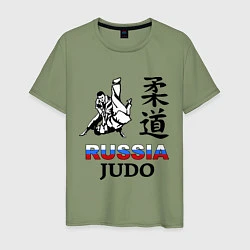 Футболка хлопковая мужская Russia Judo, цвет: авокадо