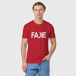 Футболка хлопковая мужская Fake, цвет: красный — фото 2