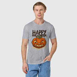 Футболка хлопковая мужская Happy halloween, цвет: меланж — фото 2