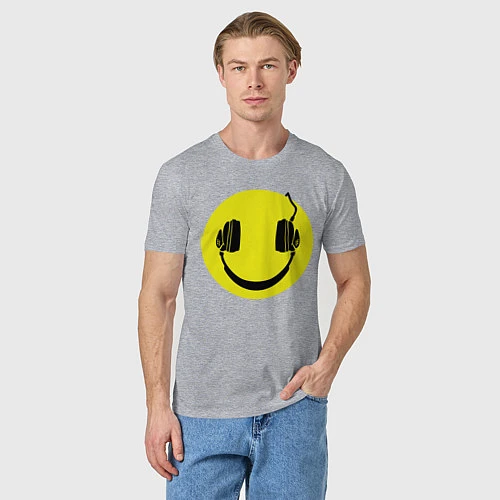 Мужская футболка Смайлик-наушники / Меланж – фото 3