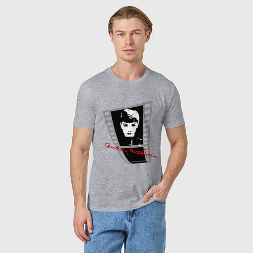 Мужская футболка Одри Хопберн актриса / Меланж – фото 3