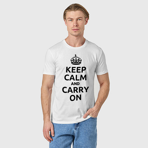 Мужская футболка Keep Calm & Carry On / Белый – фото 3