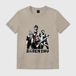 Футболка хлопковая мужская Группа Green Day, цвет: миндальный
