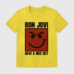 Футболка хлопковая мужская Bon Jovi: Have a nice day, цвет: желтый