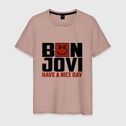 Футболка хлопковая мужская Bon Jovi: Nice day, цвет: пыльно-розовый