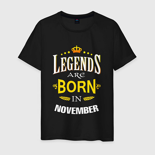 Мужская футболка Legends are born in november / Черный – фото 1