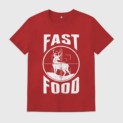 Мужская футболка FAST FOOD олень в прицеле / Красный – фото 1