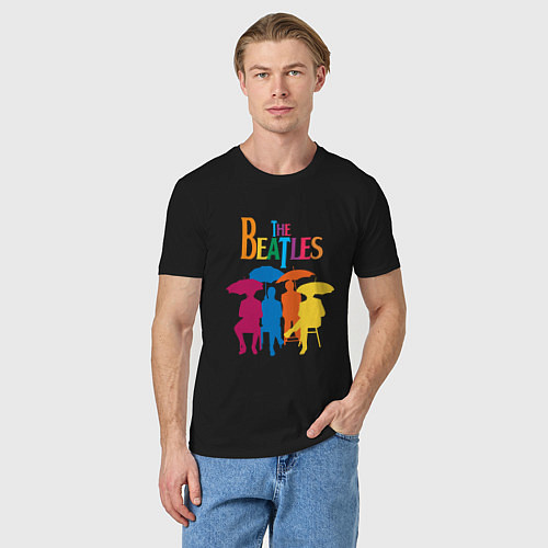Мужская футболка The beatles - umbrellas / Черный – фото 3