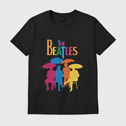 Футболка хлопковая мужская The beatles - umbrellas, цвет: черный
