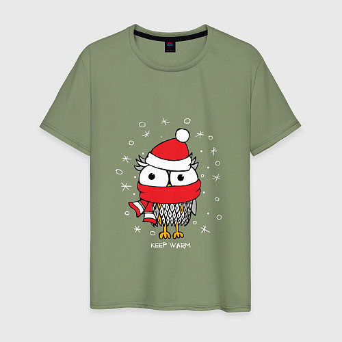 Мужская футболка Сова в шапке / Авокадо – фото 1