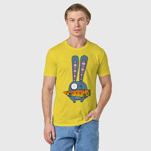Мужская футболка Заяц с морковкой / Желтый – фото 3
