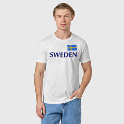 Футболка хлопковая мужская Сборная Швеции: 10 номер, цвет: белый — фото 2