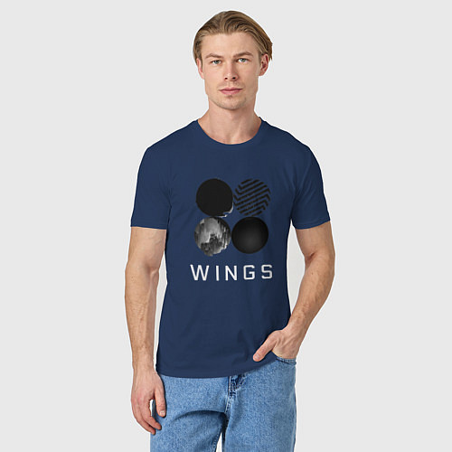 Мужская футболка BTS Wings / Тёмно-синий – фото 3