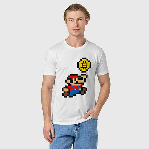 Мужская футболка Mario Bitcoin / Белый – фото 3