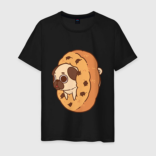 Мужская футболка Мопс-печенька / Черный – фото 1
