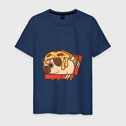 Футболка хлопковая мужская Мопс-пицца, цвет: тёмно-синий