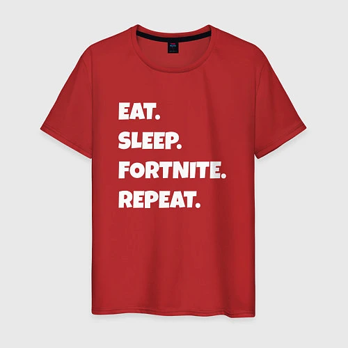 Мужская футболка Eat Sleep Fortnite Repeat / Красный – фото 1