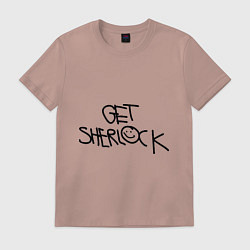 Футболка хлопковая мужская Get sherlock, цвет: пыльно-розовый