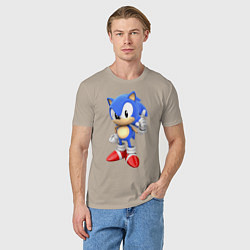 Футболка хлопковая мужская Classic Sonic, цвет: миндальный — фото 2