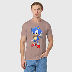 Футболка хлопковая мужская Classic Sonic, цвет: пыльно-розовый — фото 2
