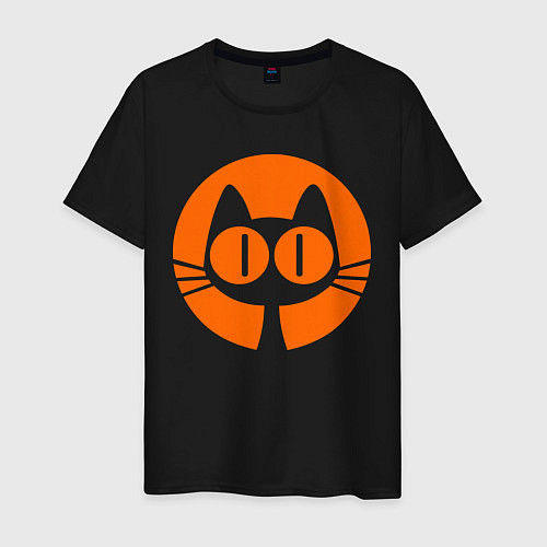 Мужская футболка Кошка и луна / Черный – фото 1