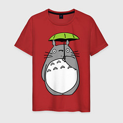 Футболка хлопковая мужская Totoro с зонтом, цвет: красный