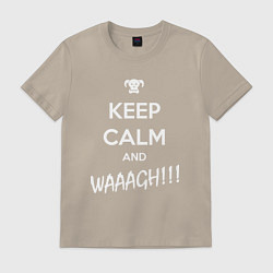 Футболка хлопковая мужская Keep Calm & WAAAGH, цвет: миндальный