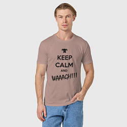 Футболка хлопковая мужская Keep Calm & WAAAGH, цвет: пыльно-розовый — фото 2